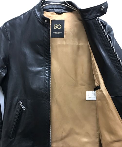 Cinquanta（チンクワンタ）Cinquanta (チンクアンタ) シングルライダースジャケット ブラック サイズ:48の古着・服飾アイテム