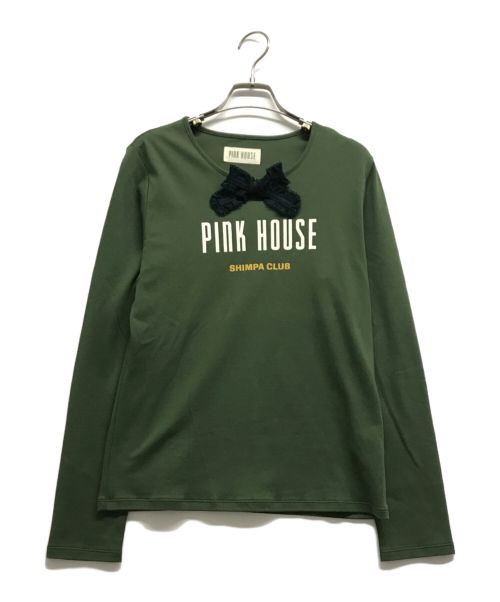 PINK HOUSE（ピンクハウス）PINK HOUSE (ピンクハウス) ロングカットソー グリーン サイズ:Lの古着・服飾アイテム