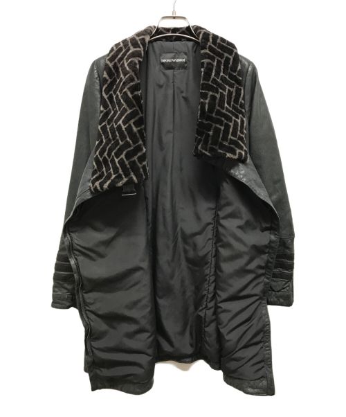 EMPORIO ARMANI（エンポリオアルマーニ）EMPORIO ARMANI (エンポリオアルマーニ) レザーコート ブラック サイズ:38の古着・服飾アイテム