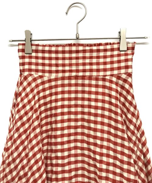 JENNE（ジェンヌ）JENNE (ジェンヌ) ギンガムチェック ロングフレアスカート レッド サイズ:Sの古着・服飾アイテム