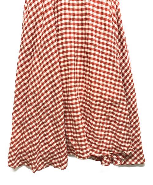 JENNE（ジェンヌ）JENNE (ジェンヌ) ギンガムチェック ロングフレアスカート レッド サイズ:Sの古着・服飾アイテム