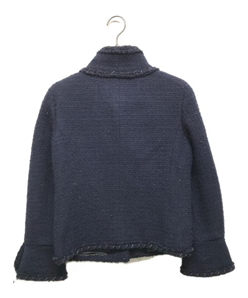 CHANEL（シャネル）CHANEL (シャネル) ツイードラメココボタン裾チェーンジャケット ネイビー サイズ:36の古着・服飾アイテム