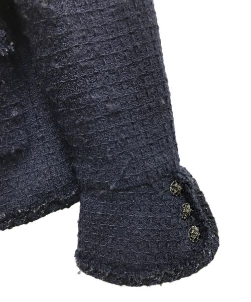 CHANEL（シャネル）CHANEL (シャネル) ツイードラメココボタン裾チェーンジャケット ネイビー サイズ:36の古着・服飾アイテム