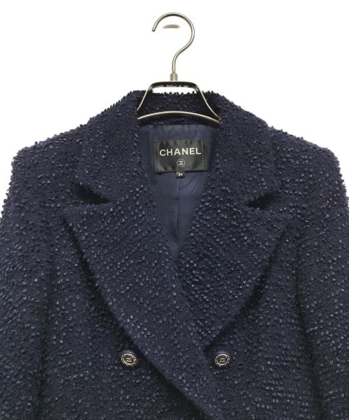 CHANEL（シャネル）CHANEL (シャネル) ココマークパールボタンツイードジャケット ネイビー サイズ:34の古着・服飾アイテム