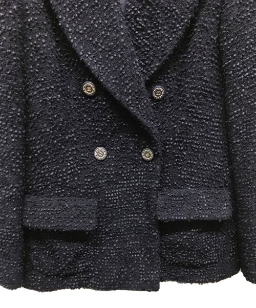 CHANEL（シャネル）CHANEL (シャネル) ココマークパールボタンツイードジャケット ネイビー サイズ:34の古着・服飾アイテム