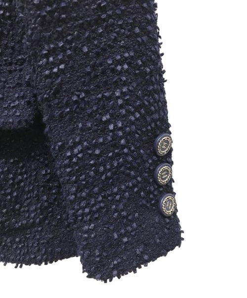 CHANEL（シャネル）CHANEL (シャネル) ココマークパールボタンツイードジャケット ネイビー サイズ:34の古着・服飾アイテム
