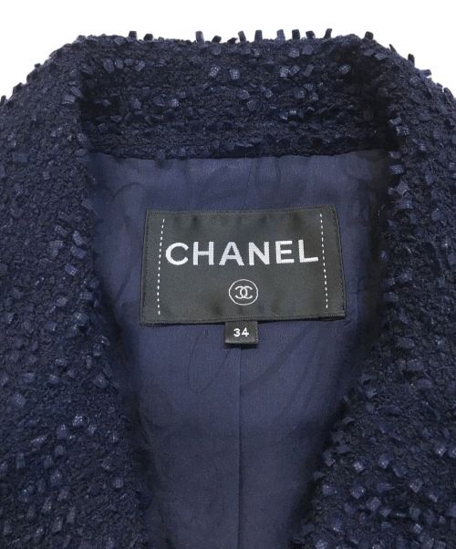 CHANEL（シャネル）CHANEL (シャネル) ココマークパールボタンツイードジャケット ネイビー サイズ:34の古着・服飾アイテム