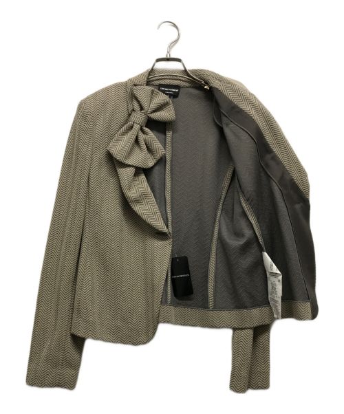 EMPORIO ARMANI（エンポリオアルマーニ）EMPORIO ARMANI (エンポリオアルマーニ) リボンデザインテーラードジャケット ベージュ サイズ:Lの古着・服飾アイテム