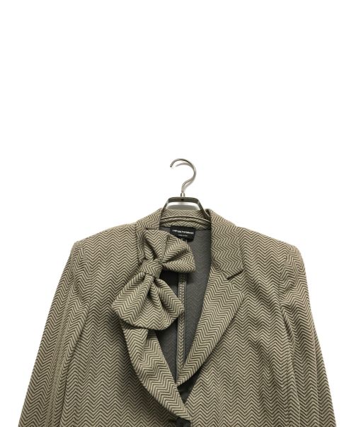 EMPORIO ARMANI（エンポリオアルマーニ）EMPORIO ARMANI (エンポリオアルマーニ) リボンデザインテーラードジャケット ベージュ サイズ:Lの古着・服飾アイテム