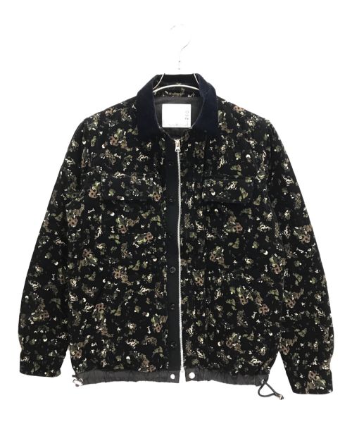 sacai（サカイ）sacai (サカイ) リーフプリント コーデュロイジャケット ブラック サイズ:1の古着・服飾アイテム