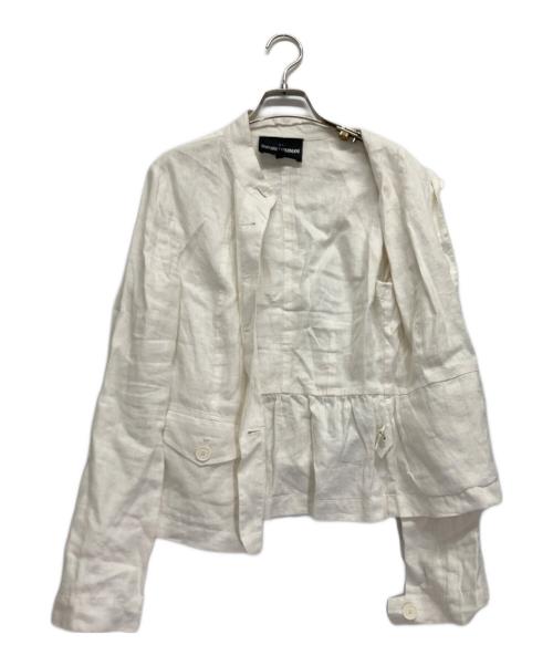 EMPORIO ARMANI（エンポリオアルマーニ）EMPORIO ARMANI (エンポリオアルマーニ) リネンジャケット ホワイト サイズ:36の古着・服飾アイテム