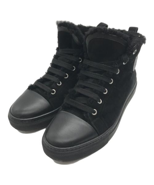 HERMES（エルメス）HERMES (エルメス) ジミー ムートン ハイカットスニーカー ブラック サイズ:38 1/2の古着・服飾アイテム