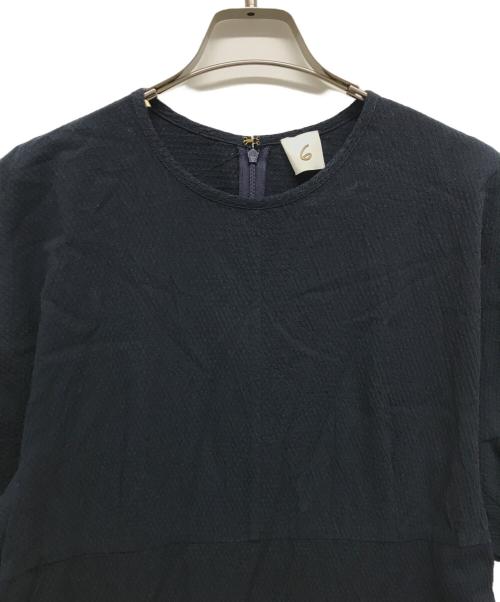 6(ROKU) BEAUTY&YOUTH（ロク ビューティーアンドユース）6(ROKU) BEAUTY&YOUTH (ロク ビューティーアンドユース) VOLUME SLEEVE DRESS ネイビー サイズ:Sの古着・服飾アイテム