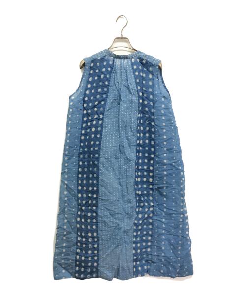 45R（フォーティファイブ・アール）45R (フォーティファイブ・アール) コットンシルクノースリーブワンピース ブルーの古着・服飾アイテム