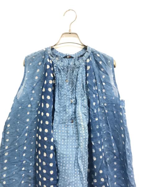 45R（フォーティファイブ・アール）45R (フォーティファイブ・アール) コットンシルクノースリーブワンピース ブルーの古着・服飾アイテム