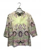 ETROエトロ）の古着「スキッパーシルクブラウス」｜ベージュ