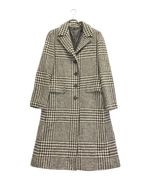 Aquascutum（アクアスキュータム）Aquascutum (アクアスキュータム) チェック柄ステンカラーコート ベージュ サイズ:9号の古着・服飾アイテム