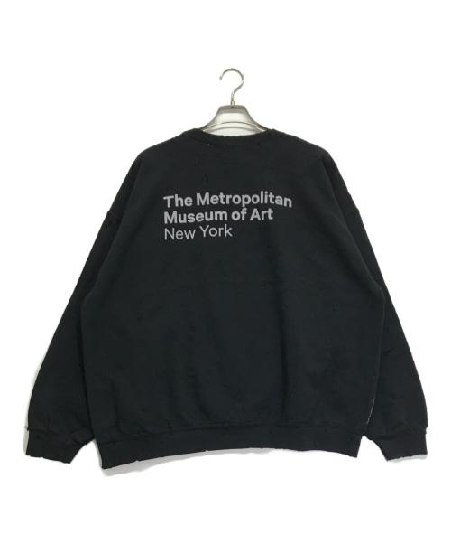 DELUXE（デラックス）Deluxe (デラックス) THE MET CREW ダメージ加工コラボスウェット ブラック サイズ:XLの古着・服飾アイテム
