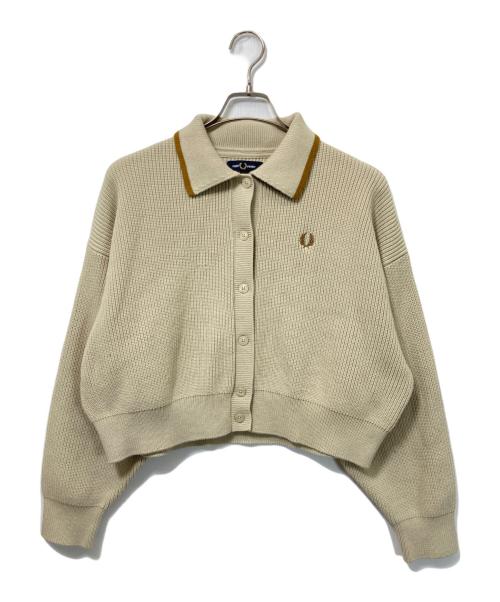 FRED PERRY（フレッドペリー）FRED PERRY (フレッドペリー) クロップドニットカーディガン ベージュ サイズ:US 6の古着・服飾アイテム