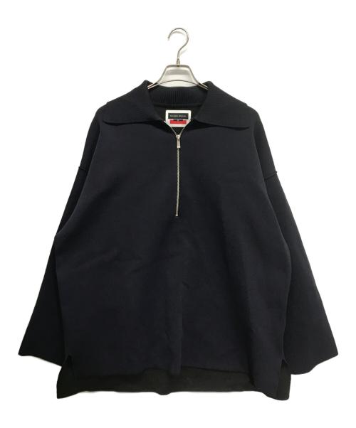 MAISON SPECIAL（メゾンスペシャル）MAISON SPECIAL (メゾンスペシャル) ダブルフェイスハーフジッププライムオーバーニットポロシャツ ネイビー サイズ:2の古着・服飾アイテム