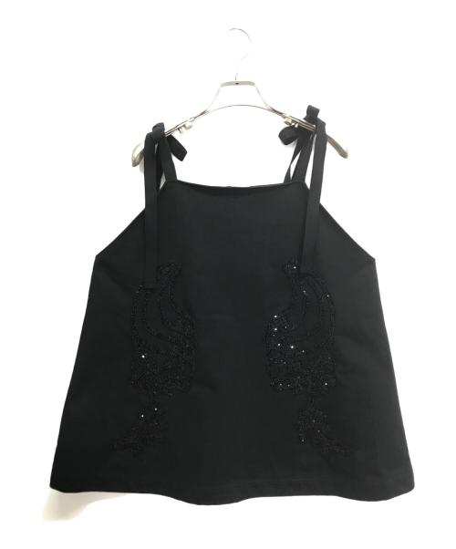 PRADA（プラダ）PRADA (プラダ) ビジュー付きノースリーブカットソー ブラック サイズ:３８の古着・服飾アイテム