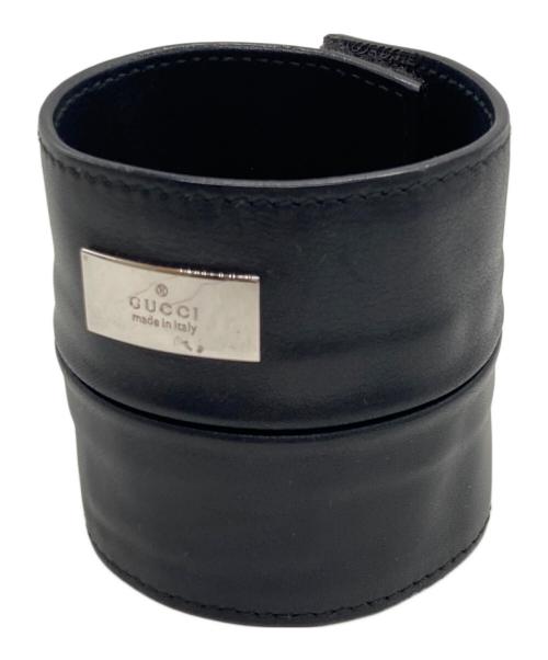 GUCCI（グッチ）GUCCI (グッチ) レザーブレスレット ブラックの古着・服飾アイテム