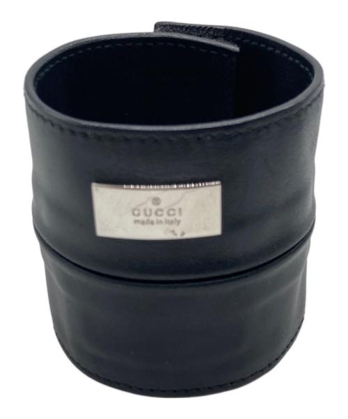 GUCCI（グッチ）GUCCI (グッチ) レザーブレスレット ブラックの古着・服飾アイテム
