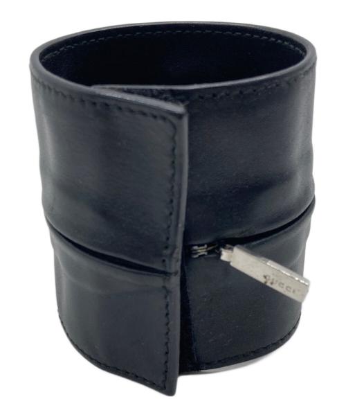 GUCCI（グッチ）GUCCI (グッチ) レザーブレスレット ブラックの古着・服飾アイテム