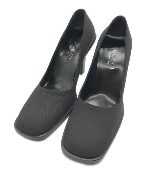 GUCCI（グッチ）GUCCI (グッチ) スクエアトゥーハイヒールパンプス ブラック サイズ:36.5の古着・服飾アイテム