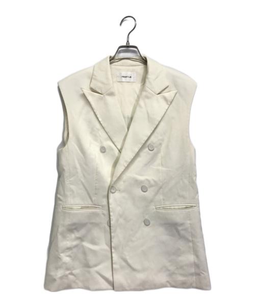 FRAY ID（フレイ アイディー）FRAY ID (フレイ アイディー) ピークドラペルスリーブレスジャケット ホワイトの古着・服飾アイテム