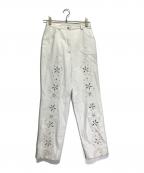 ESCADAエスカーダ）の古着「カットデザインレザーパンツ」｜ホワイト