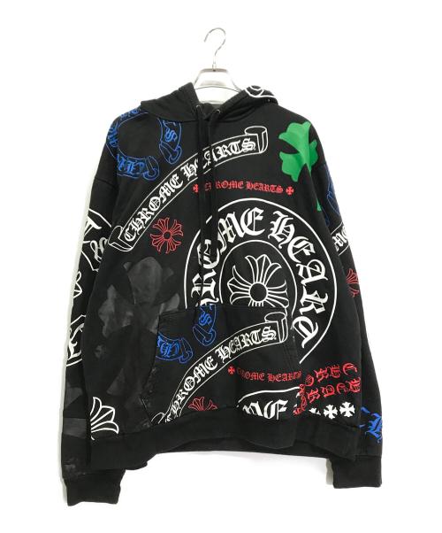 CHROME HEARTS（クロムハーツ）CHROME HEARTS (クロムハーツ) マルチカラー セメタリークロス プルオーバーパーカー ブラック サイズ:XLの古着・服飾アイテム