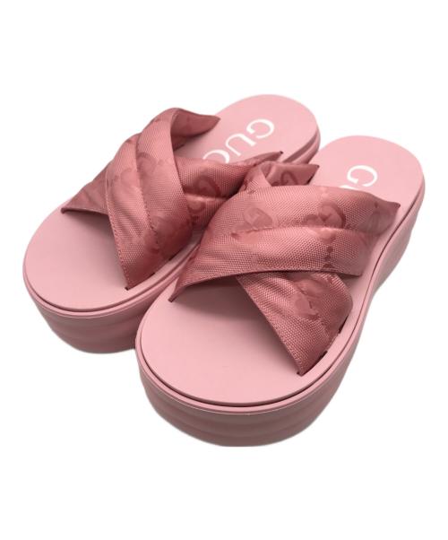 GUCCI（グッチ）GUCCI (グッチ) パテットGGプラットフォームサンダル ピンク サイズ:37の古着・服飾アイテム