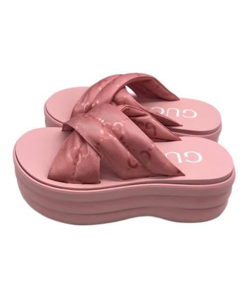 GUCCI（グッチ）GUCCI (グッチ) パテットGGプラットフォームサンダル ピンク サイズ:37の古着・服飾アイテム