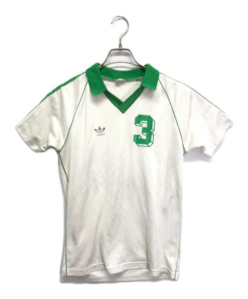 adidas Originals（アディダスオリジナル）adidas originals (アディダスオリジナル) ゲームシャツ ホワイト×グリーン サイズ:Mの古着・服飾アイテム