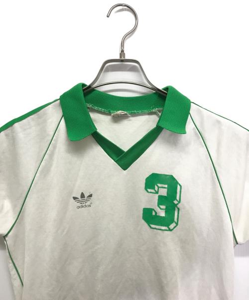 adidas Originals（アディダスオリジナル）adidas originals (アディダスオリジナル) ゲームシャツ ホワイト×グリーン サイズ:Mの古着・服飾アイテム