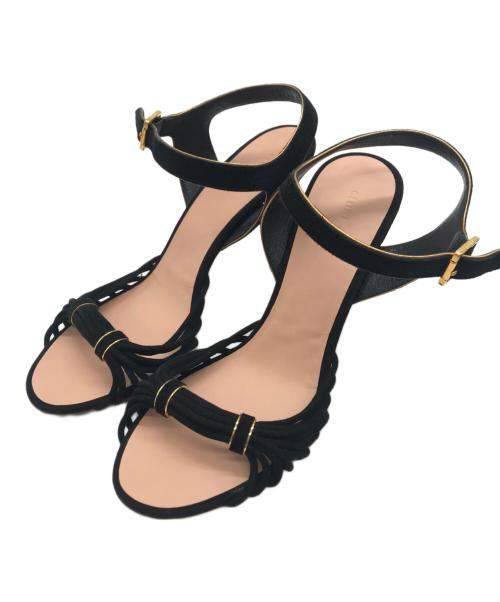 CELINE（セリーヌ）CELINE (セリーヌ) オープントゥーサンダル ブラック サイズ:37の古着・服飾アイテム