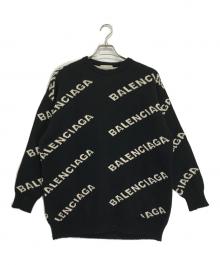 BALENCIAGA（バレンシアガ）の古着「オールオーバーロゴニット」｜ブラック