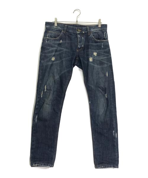 DOLCE & GABBANA（ドルチェ＆ガッバーナ）DOLCE & GABBANA (ドルチェ＆ガッバーナ) ワッペンヴィンテージ加工ボタンフライデニムパンツ インディゴ サイズ:48の古着・服飾アイテム