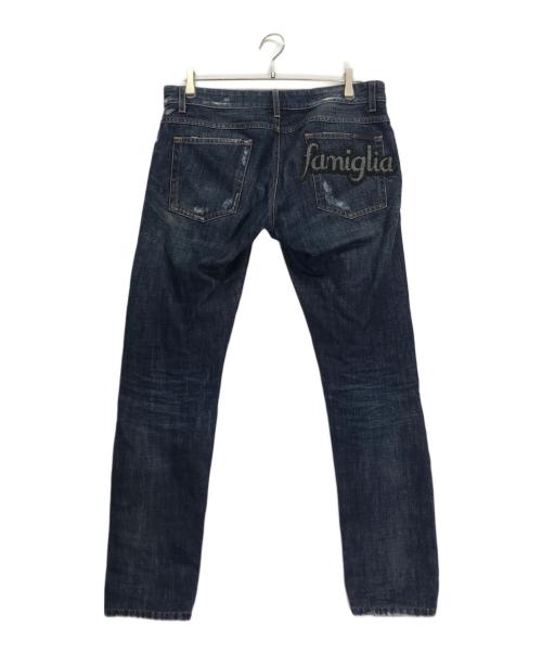 DOLCE & GABBANA（ドルチェ＆ガッバーナ）DOLCE & GABBANA (ドルチェ＆ガッバーナ) ワッペンヴィンテージ加工ボタンフライデニムパンツ インディゴ サイズ:48の古着・服飾アイテム