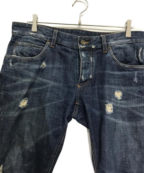 DOLCE & GABBANA（ドルチェ＆ガッバーナ）DOLCE & GABBANA (ドルチェ＆ガッバーナ) ワッペンヴィンテージ加工ボタンフライデニムパンツ インディゴ サイズ:48の古着・服飾アイテム