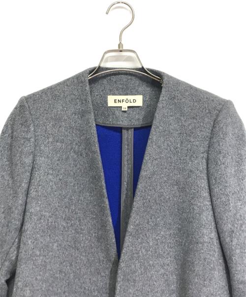 ENFOLD（エンフォルド）ENFOLD (エンフォルド) ノーカラーコート グレー サイズ:38の古着・服飾アイテム