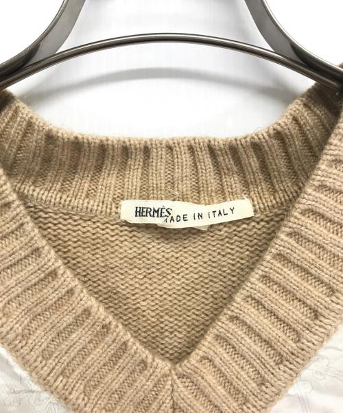 HERMES（エルメス）HERMES (エルメス) 切替ニット ベージュ サイズ:Mの古着・服飾アイテム