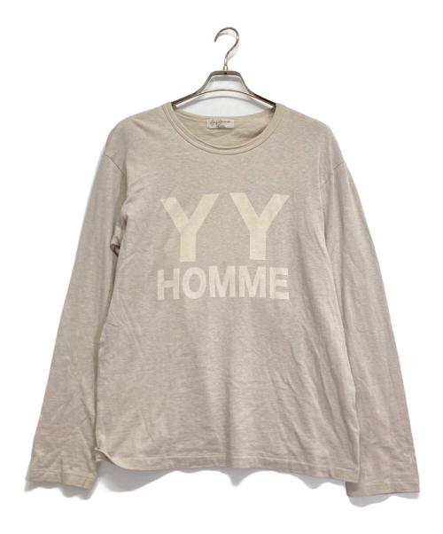 Yohji Yamamoto pour homme（ヨウジヤマモト プールオム）Yohji Yamamoto pour homme (ヨウジヤマモト プールオム) ロゴロングカットソー アイボリー サイズ:3の古着・服飾アイテム