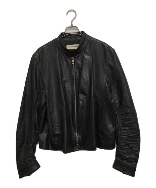 EMPORIO ARMANI（エンポリオアルマーニ）EMPORIO ARMANI (エンポリオアルマーニ) レザージャケット ブラック サイズ:48の古着・服飾アイテム