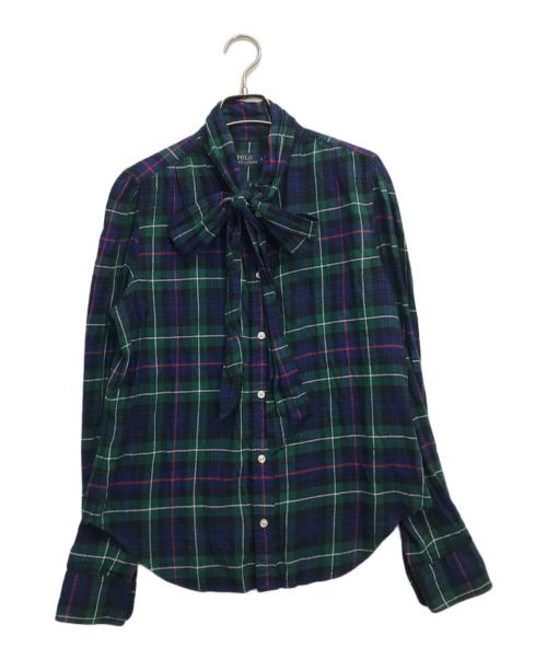 POLO RALPH LAUREN（ポロ・ラルフローレン）POLO RALPH LAUREN (ポロ・ラルフローレン) ボウタイチェックシャツ ネイビー サイズ:Mの古着・服飾アイテム