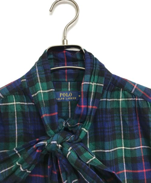 POLO RALPH LAUREN（ポロ・ラルフローレン）POLO RALPH LAUREN (ポロ・ラルフローレン) ボウタイチェックシャツ ネイビー サイズ:Mの古着・服飾アイテム