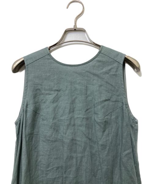 SINME（シンメ）SINME (シンメ) リネンノースリーブワンピース グリーン サイズ:Mの古着・服飾アイテム
