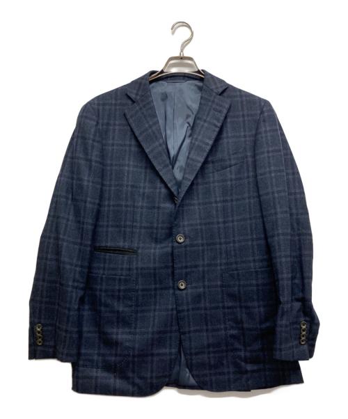 MITSUMINE（ミツミネ）MITSUMINE (ミツミネ) チェック段返り3Bテーラードジャケット ネイビー サイズ:Mの古着・服飾アイテム
