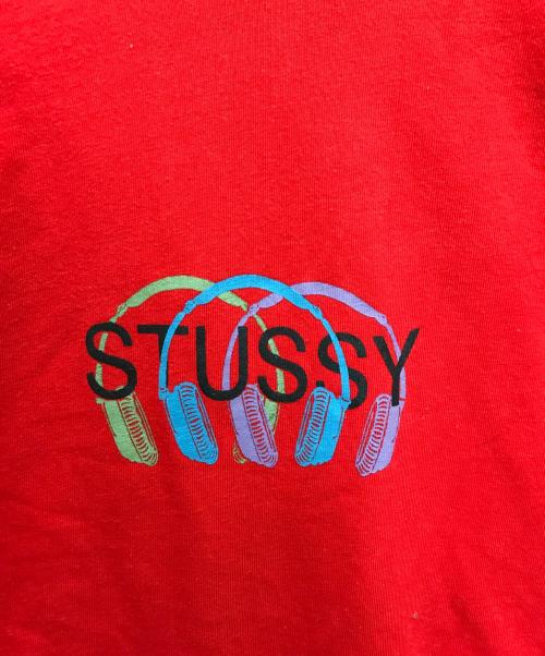 stussy（ステューシー）stussy (ステューシー) Headphones Logo T-Shirt レッド サイズ:XLの古着・服飾アイテム